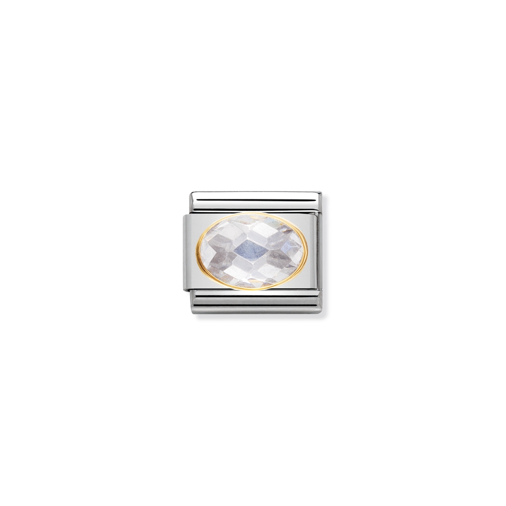 Maille classique acier inoxydable, finition or jaune 18 carats, zircon incolore - 030601010 - NOMINATION