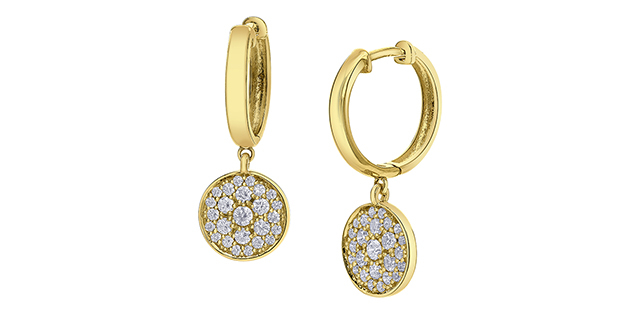 Boucles d'oreilles pendantes or jaune, 66 points de diamants total - DD8209Y66 - Corona