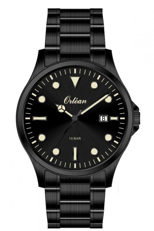 Montre acier inoxydable noir, fond noir - ME3678 - Orlean