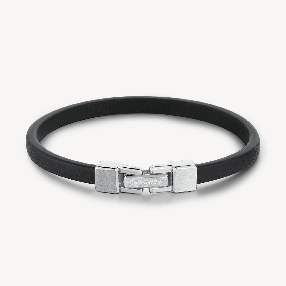 Bracelet cuir noir, acier inoxydable - BIK135B - Brosway Italia