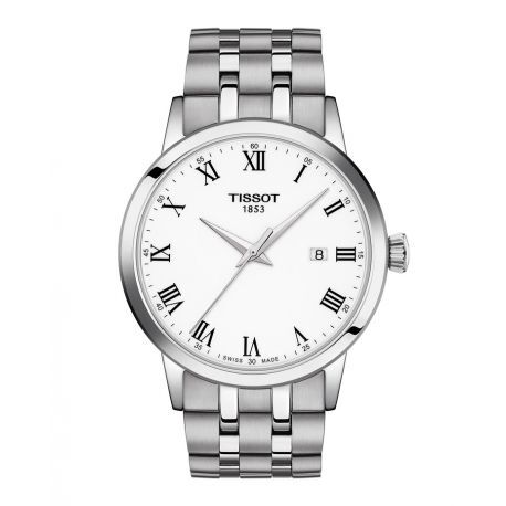 Montre bracelet de métal fond blanc et chiffre romain Montre bracelet de métal fond blanc et chiffre romain