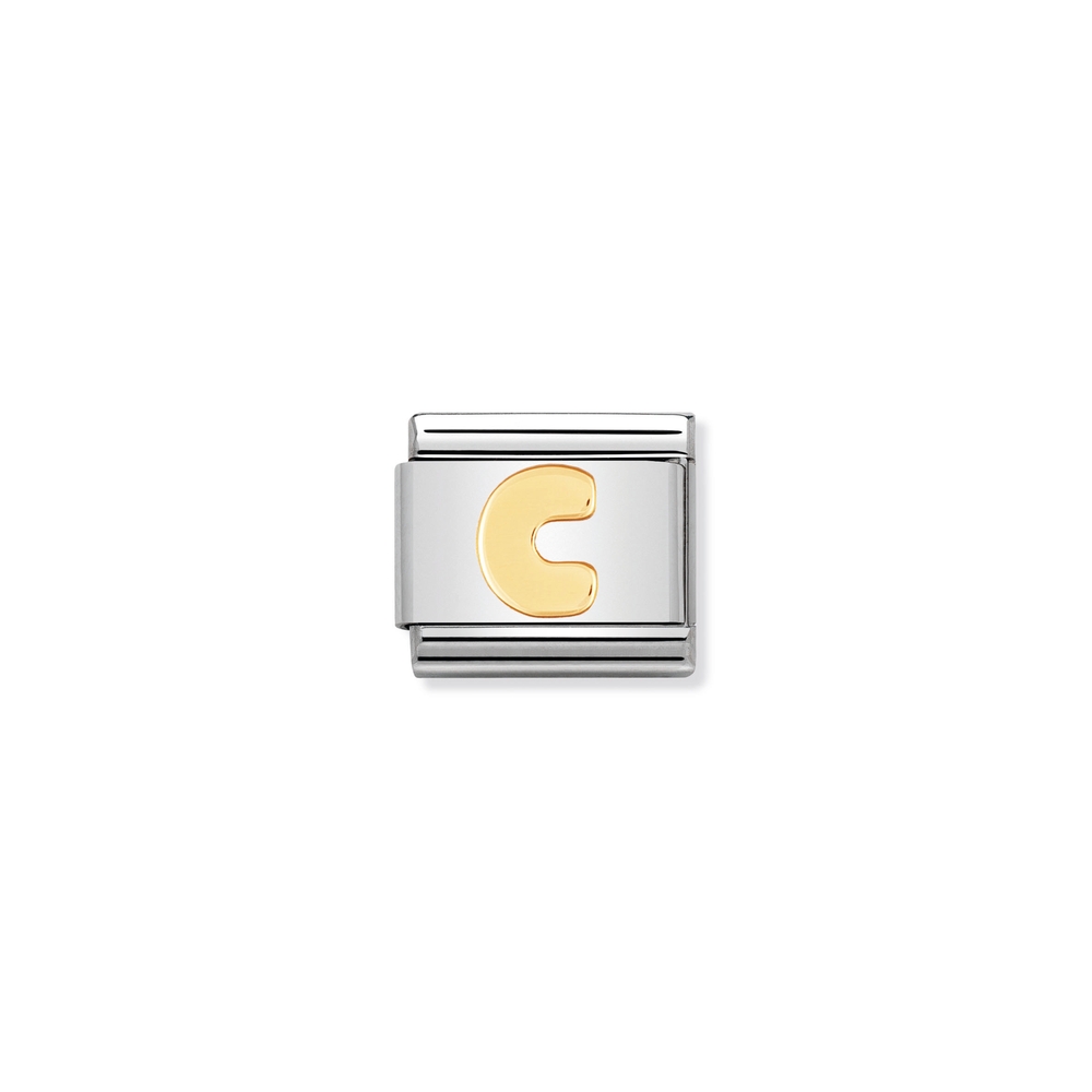 Maille classique lettre C, acier inoxydable, finition or jaune 18 carats - 03010103 - NOMINATION