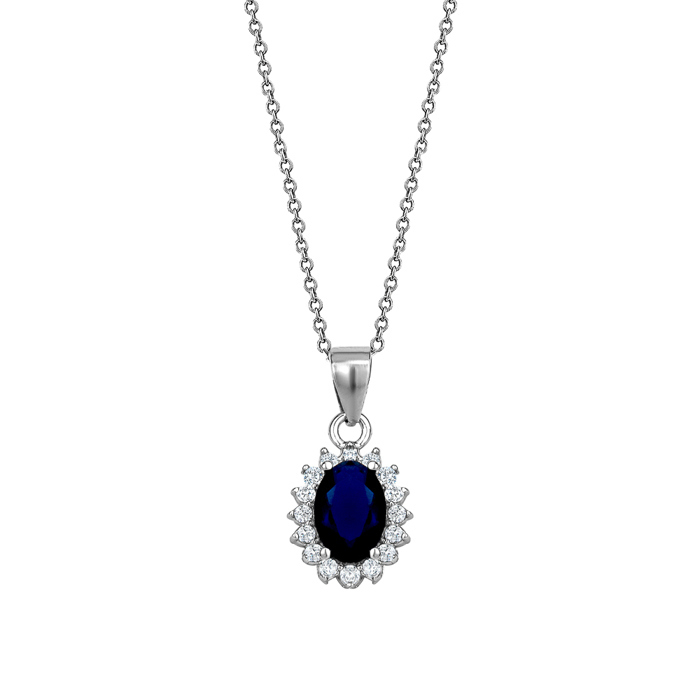 Pendentif argent, zircons blancs/bleu - N3712 - Création Gl