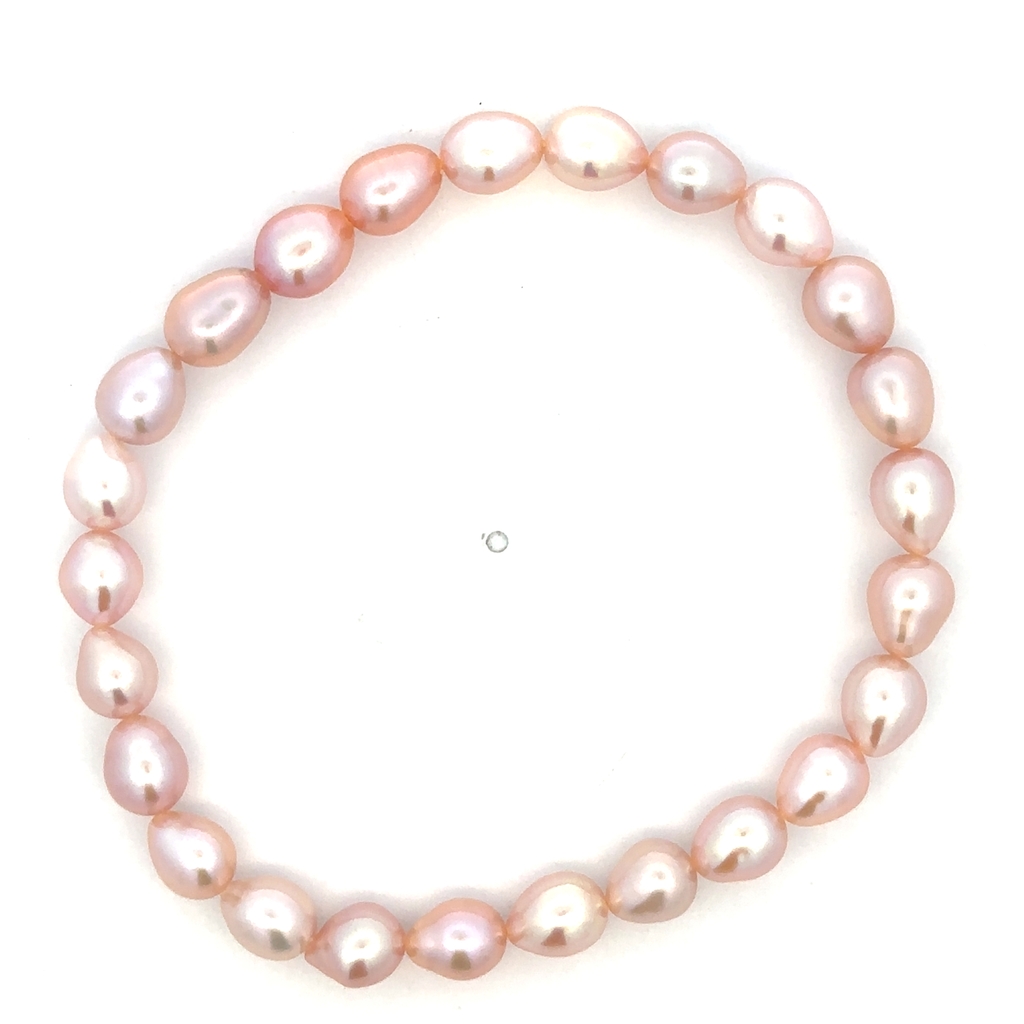 Bracelet extensible, perles de riz roses 6-7 millimètres - BR-EX-67-ROSE - Exclusivités