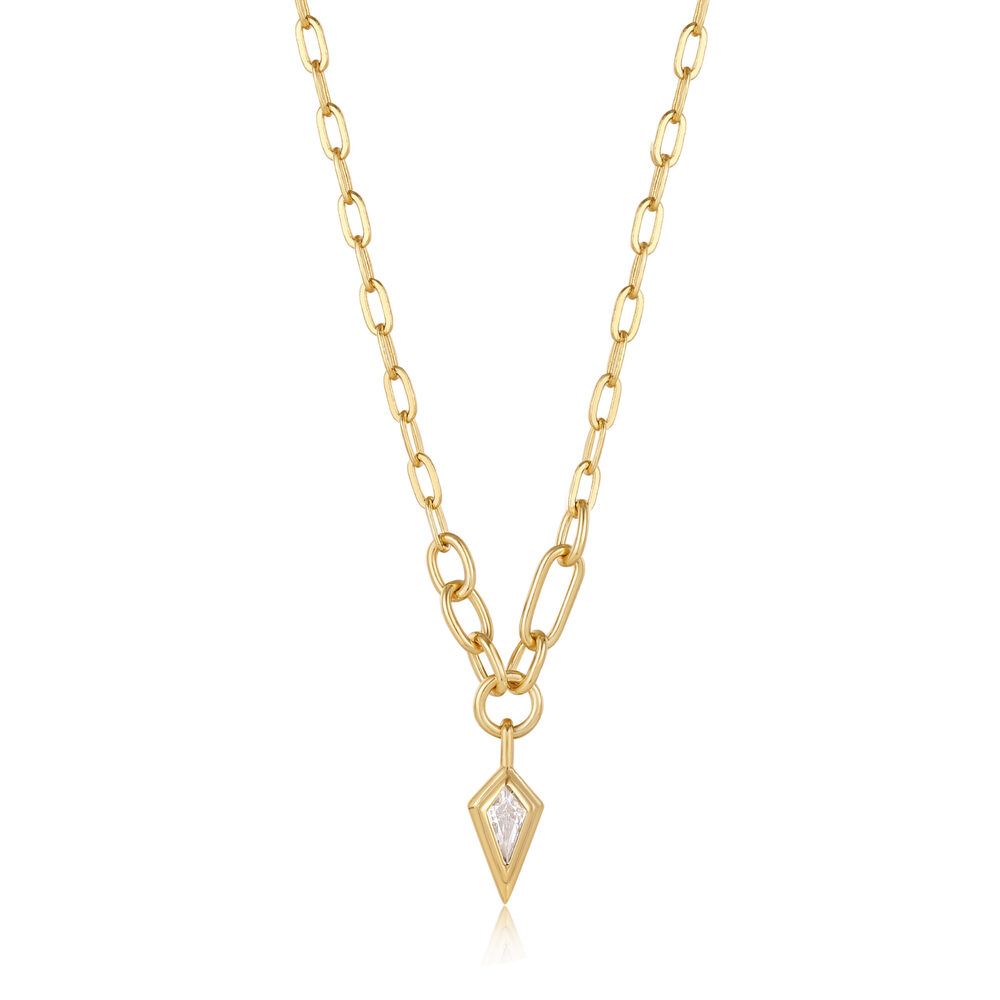 Collier argent doré, zircon - N041-02G-W - Ania Haie