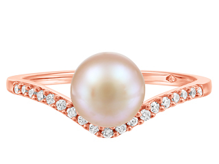 Bague or rose perle 10 pts dia tot - JVJ3050-PK - Beverly Hills