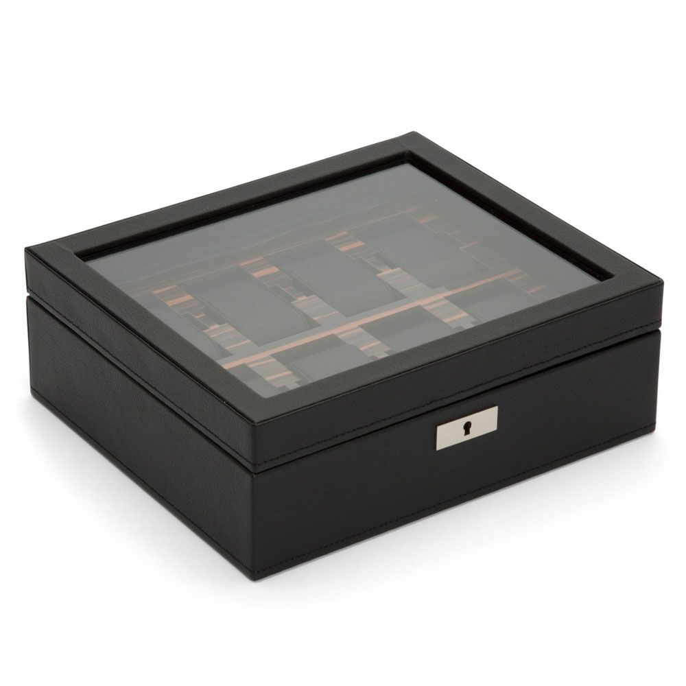 Coffre pour 8 montres, cuir noir - 477456 - WOLF