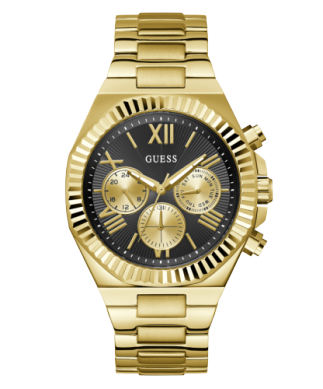 Golden stainless steel watch black dial