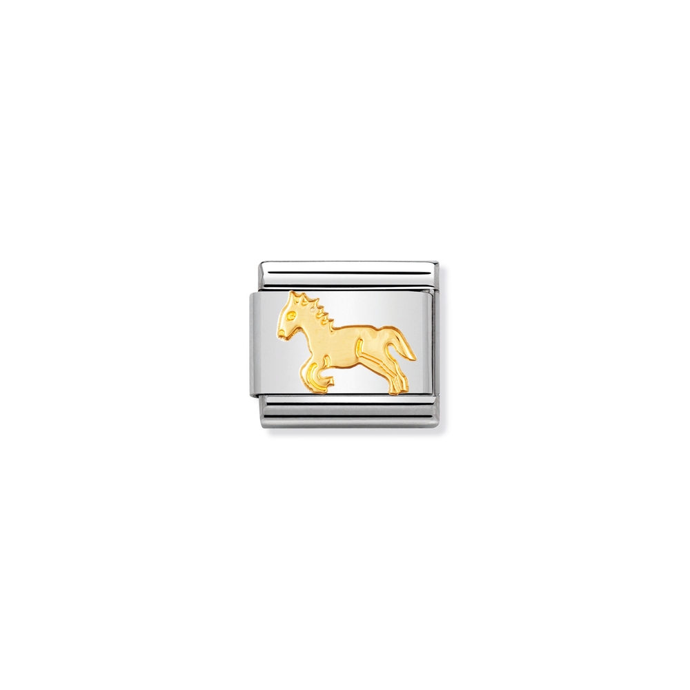 Maille classique cheval, acier inoxydable, finition or jaune 18 carats - 03011209 - NOMINATION