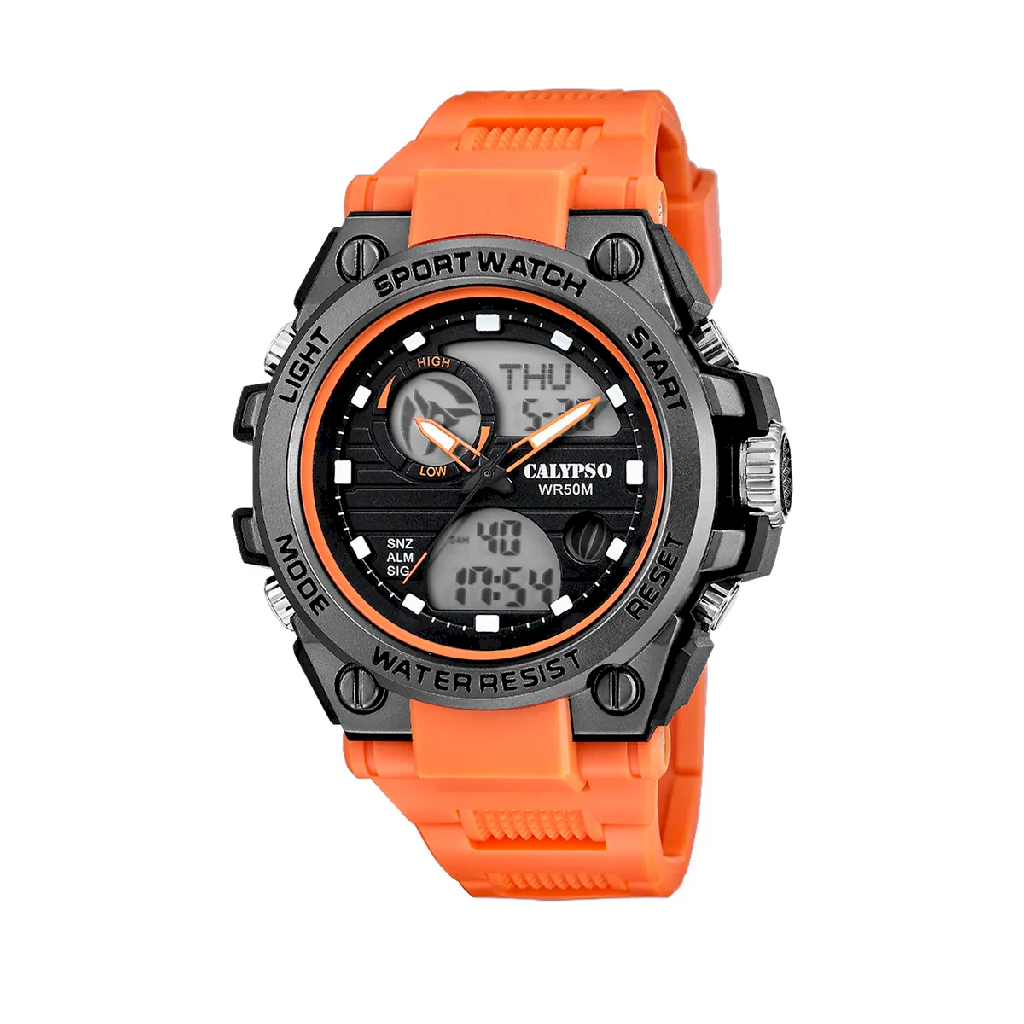 Montre silicone orange et noir