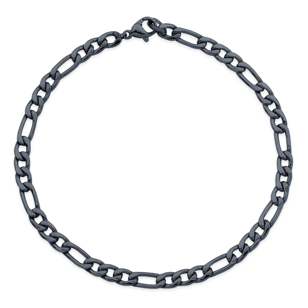 Bracelet figaro acier bleu, 4.5 mm