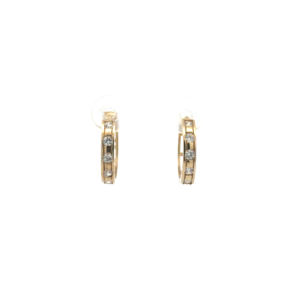 Anneaux de type huggies or jaune 10 carats, zircons incolores Anneaux de type huggies or jaune 10 carats, zircons incolores