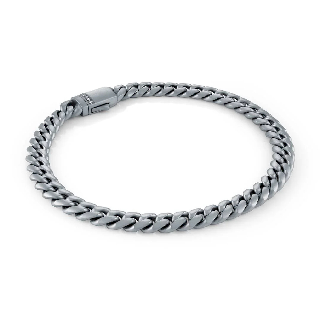 Braceland gourmandte in stainless steel, clear zircons, 6 mm