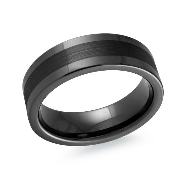 Jonc tungstène noir, brossé et uni, 7 millimètres - TG-057 - Malo