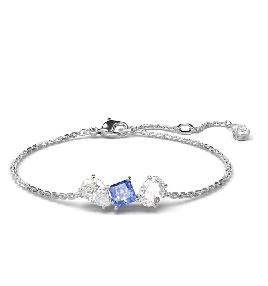 Bracelet métal rhodié, cristaux blancs/bleu - 5668359 - Swarovski