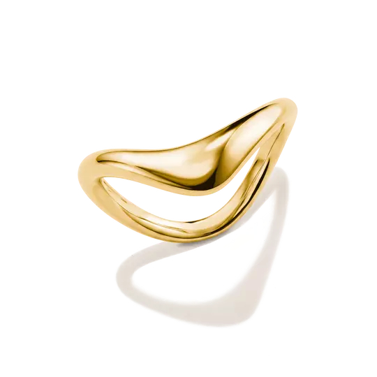 Bague en forme de vague, alliage premium plaqué or 18 carats