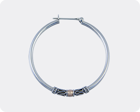 Anneaux argent, or jaune 18kt 33 mm - DA004GB - L'aventurine