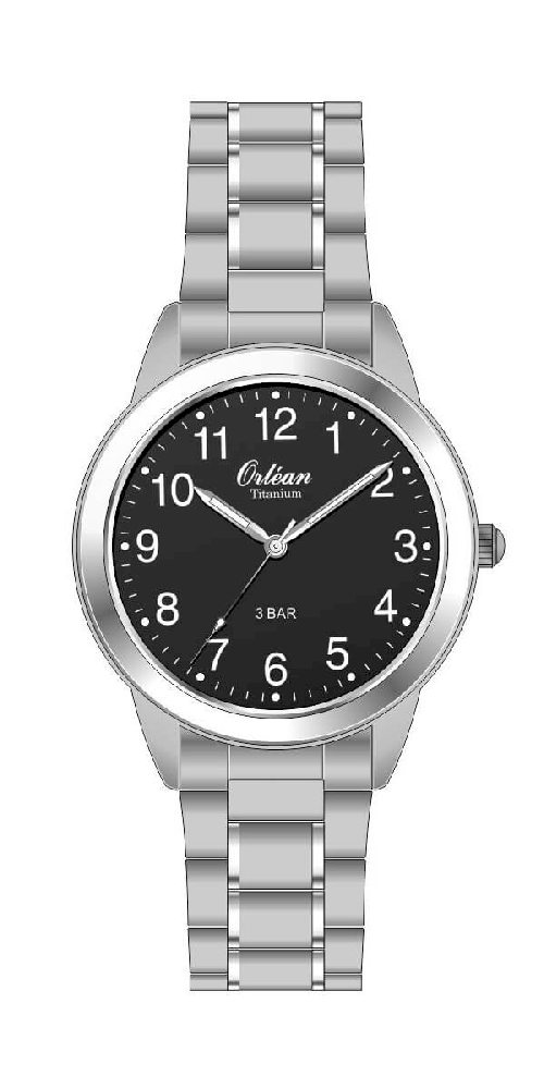 Montre titane, fond noir - ME3623 - Orlean