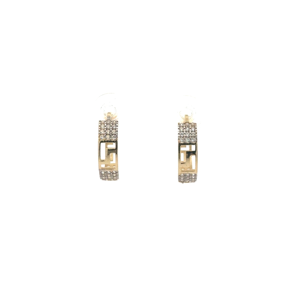 Anneaux de type huggies, style Versace, or jaune 10 carats, zircons incolores Anneaux de type huggies, style Versace, or jaune 10 carats, zircons incolores