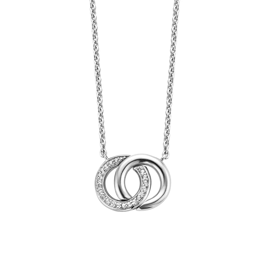 Collier cercles entrelacés, argent, zircons incolores - 3822ZI-48 - Ti Sento