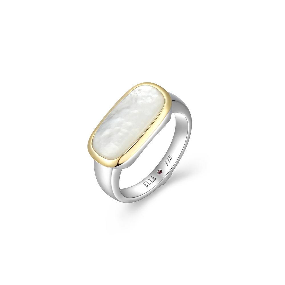 Bague argent 2 tons (blanc/jaune), nacre de perle - R4LAHWA9AC - Elle