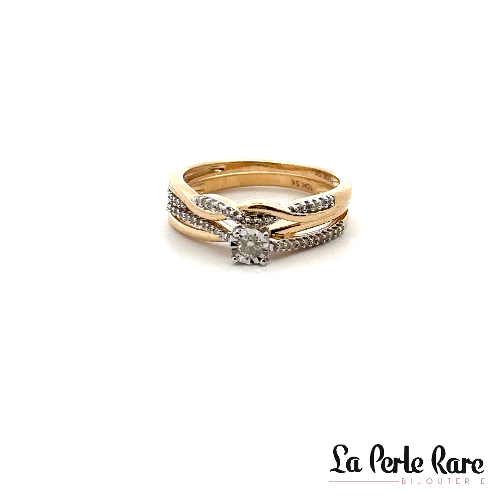 Ensemble d'alliances or jaune 10 carats, 20 points de diamants total - SKR43158-20-J - Sk Diamonds