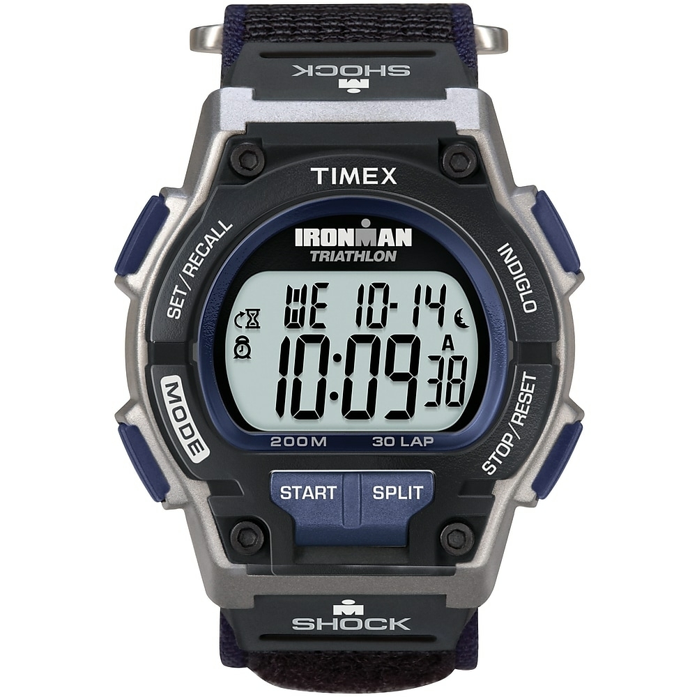 Montre Ironman nylon velcro noir et bleu, plastique noir, gris et bleu - T5K198GP - Timex