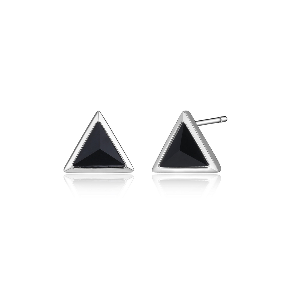 Bo fixes triangulaires argent rhodié, onyx - R2LCHD2758 - Elle