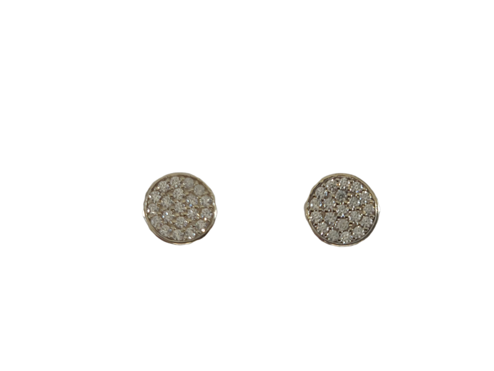 Boucles d'oreilles fixes or blanc 10 carats, zircons incolores - E5119 - Création Gl