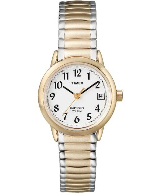 Montre extensible métal 2 tons (jaune/blanc), fond blanc - T2H381GP - Timex