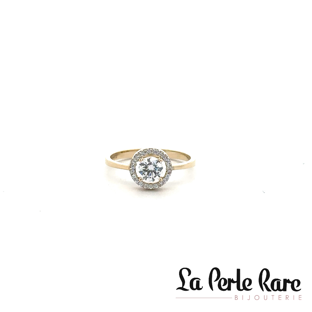 Bague or jaune 10 carats, zircons incolores - MAU-35-J-BG - Exclusivités
