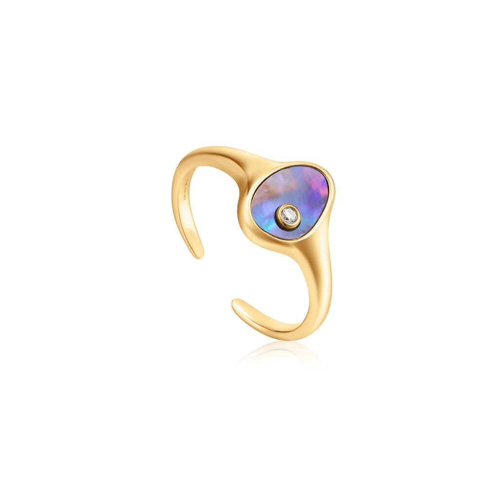 Bague argent doré, abalone, cz Bague argent doré, abalone, cz