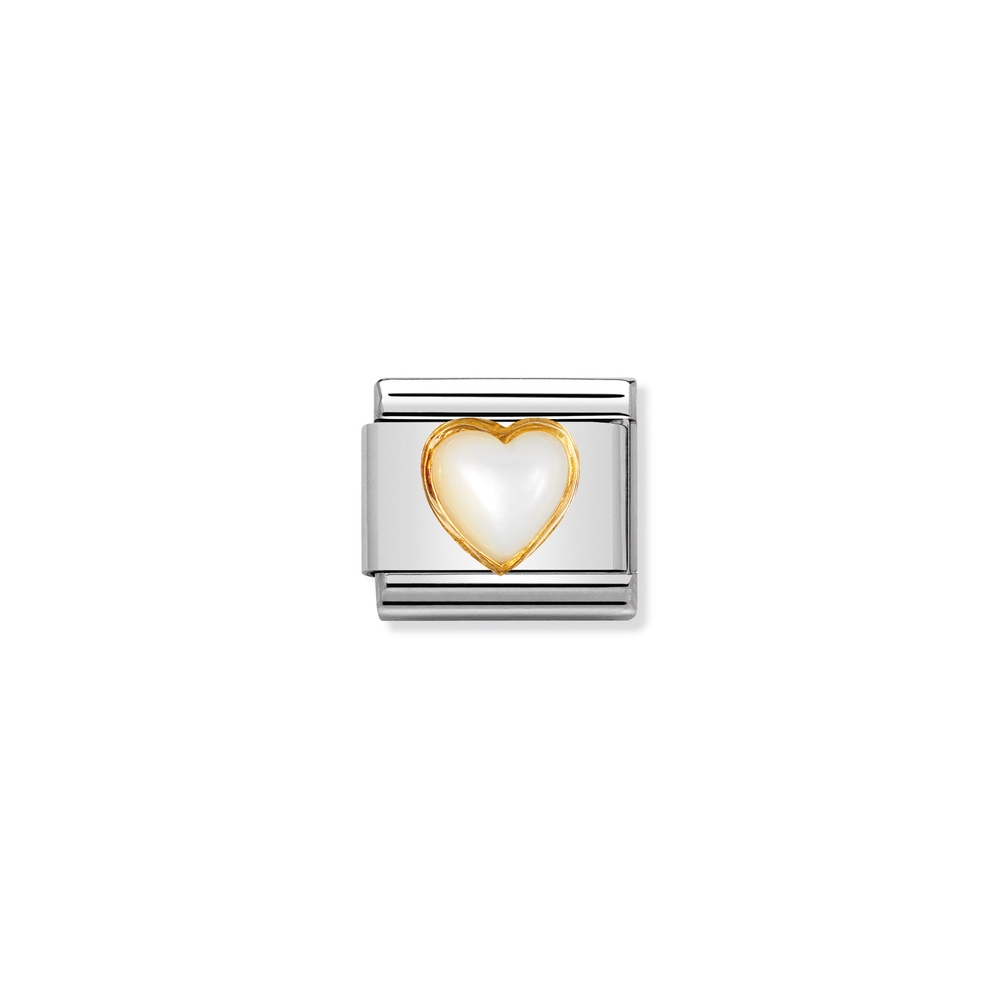 Maille classique coeur, acier inoxydable, finition or jaune 18 carats, nacre de perle - 03050112 - NOMINATION