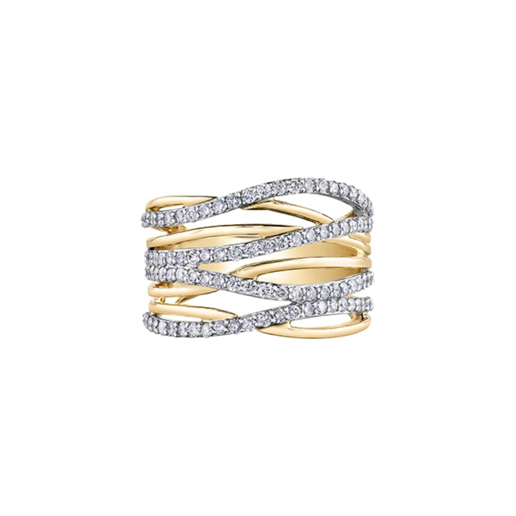 Bague or 2 tons (jaune/blanc), 100 pts diamants - DD7642 - Corona