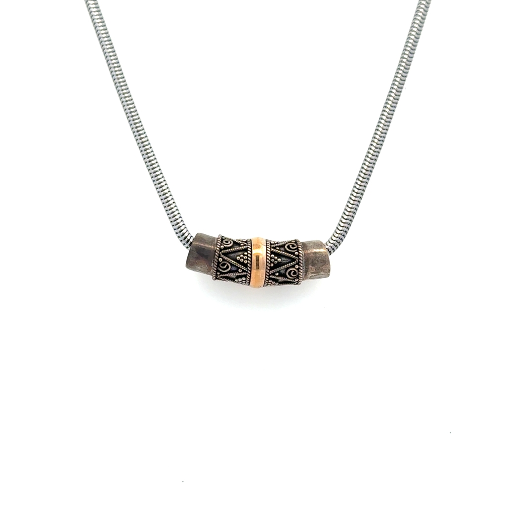 Pendentif de Bali en argent sterling et or jaune 18 carats