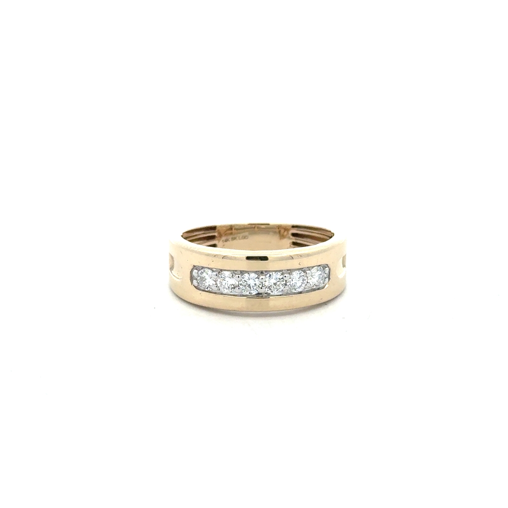 Jonc en or jaune 14 carats avec 50 points de diamants de laboratoire au total