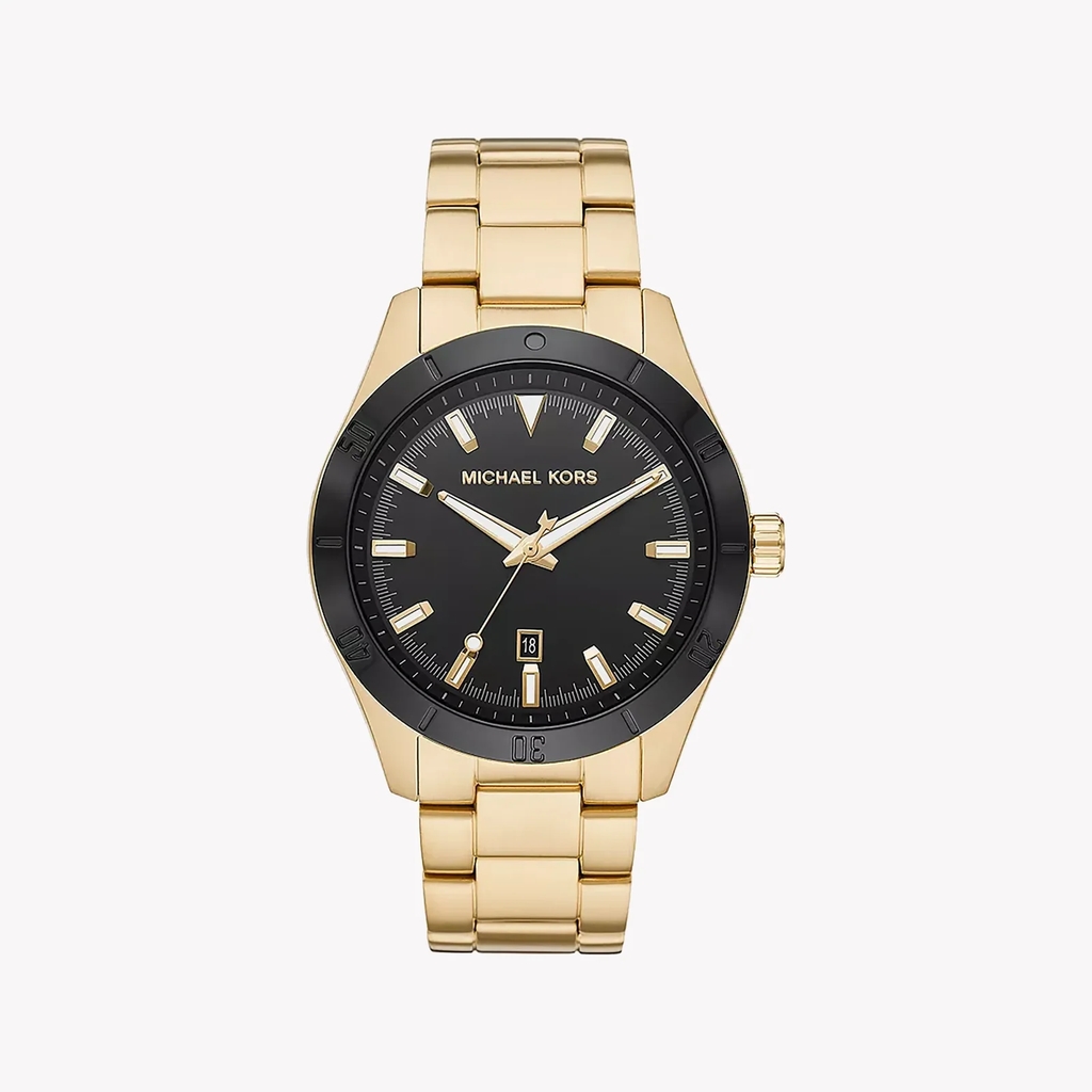 Montre acier inoxydable 2 tons (jaune et noir), fond noir