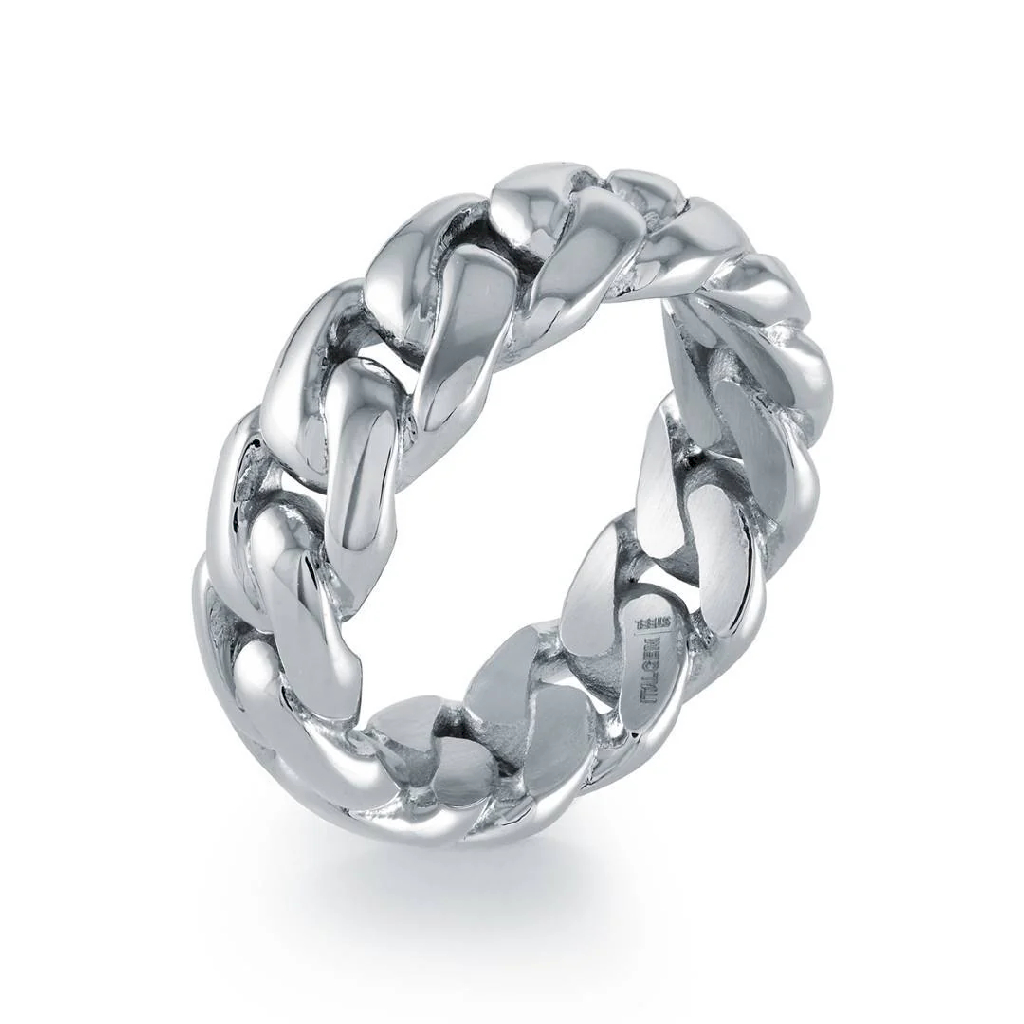 Bague gourmette, acier