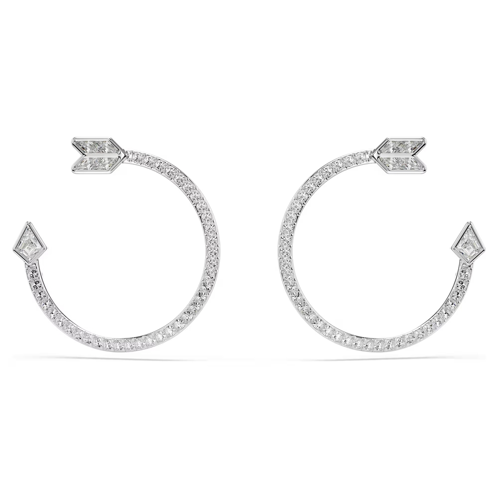 Boucles d'oreilles pendantes Idyllia, métal rhodié, cristaux incolores