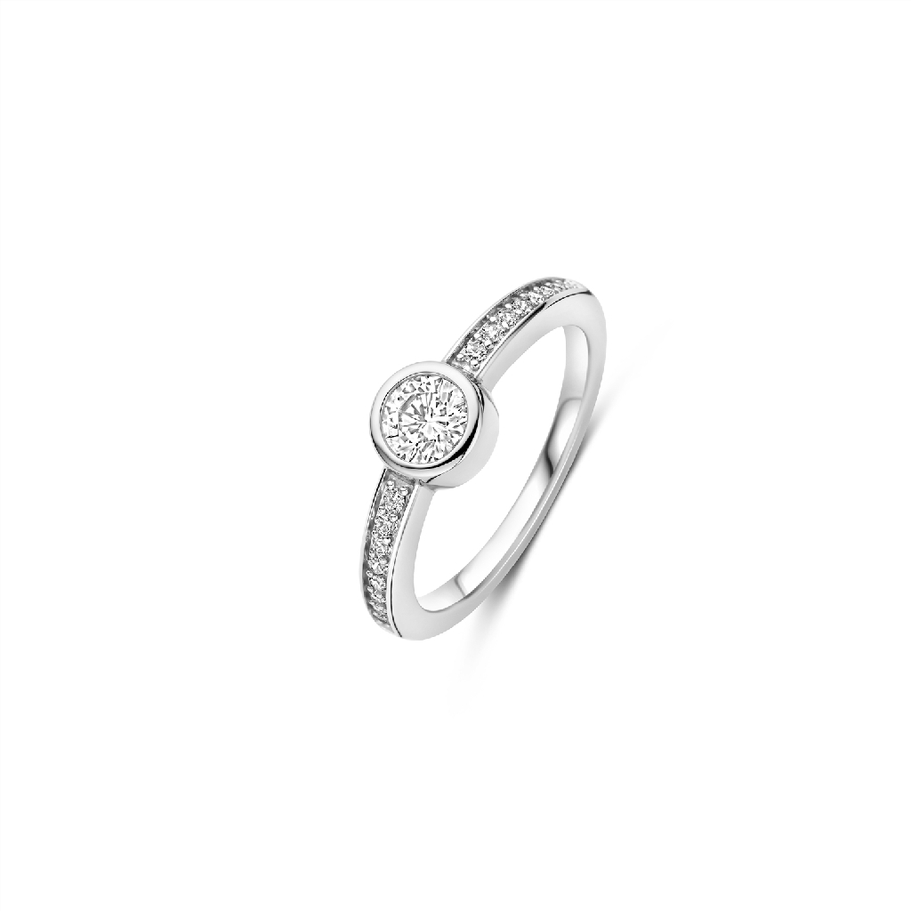 Bague argent rhodié zircons incolores - 12390ZI-56 - Ti Sento