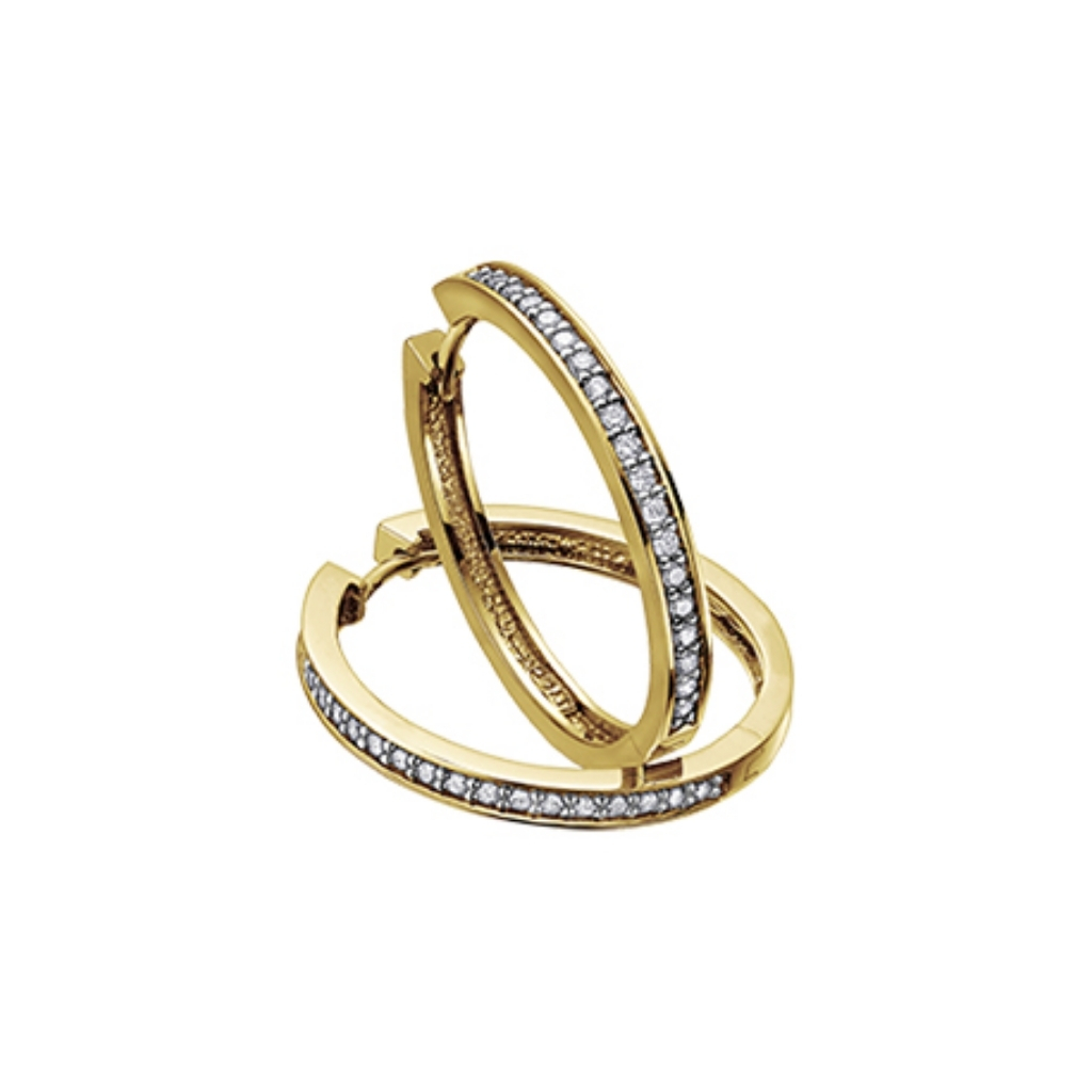 Boucles d’oreilles anneaux en or jaune 10K avec 33 points de diamants - DX386Y33 - Corona