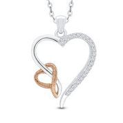 Pendentif coeur double 2 tons 10 points diamants Pendentif coeur double 2 tons 10 points diamants