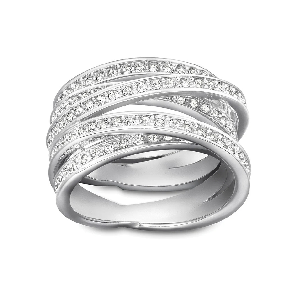 Swarovski Rhodium-Plated Ring with White Crystals