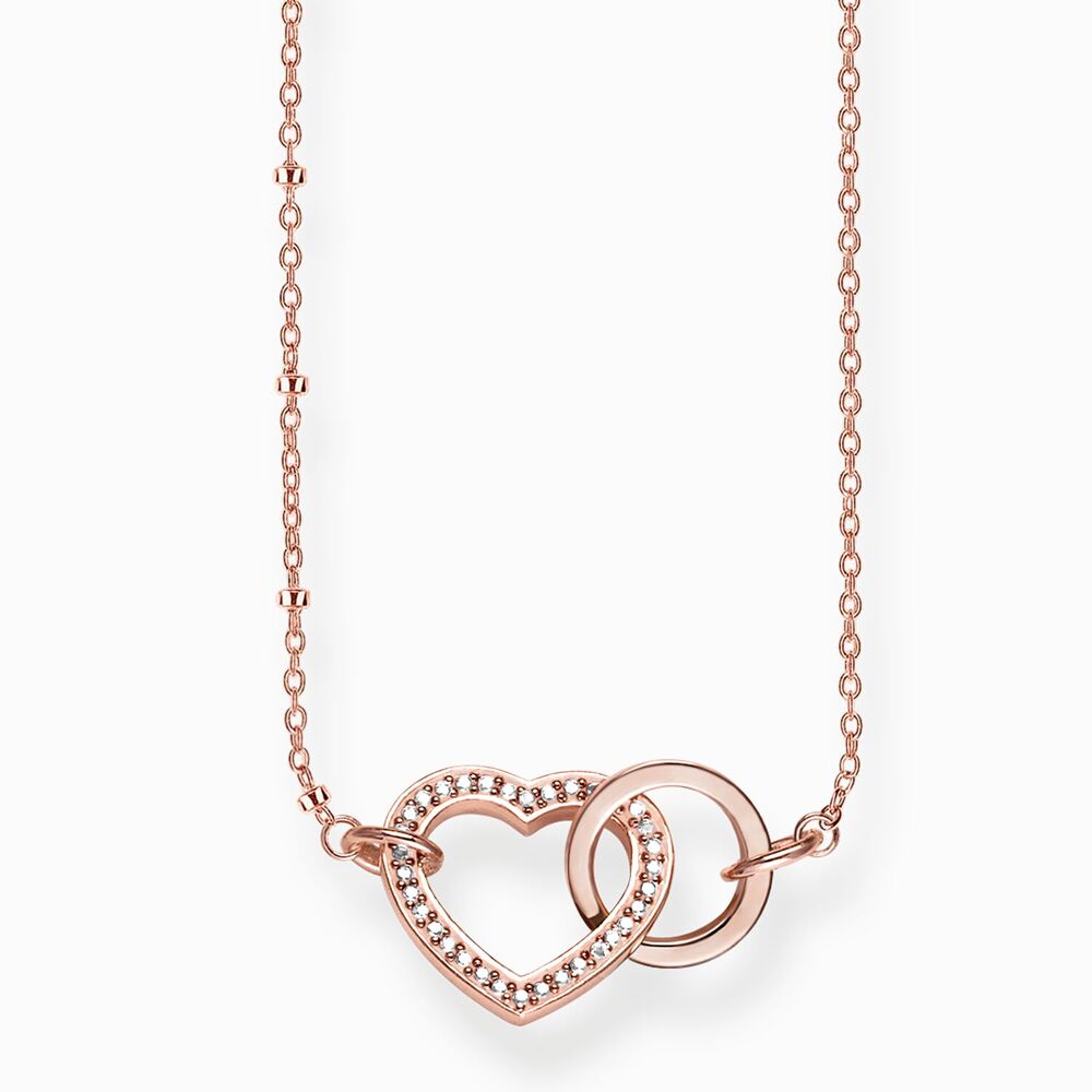 Collier coeur ensemble pour toujours, argent rosé, zircons