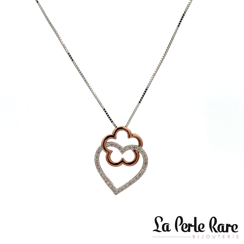 Pendentif 2 tons rose 18 pts dia tot - LT26430RWC - Libman
