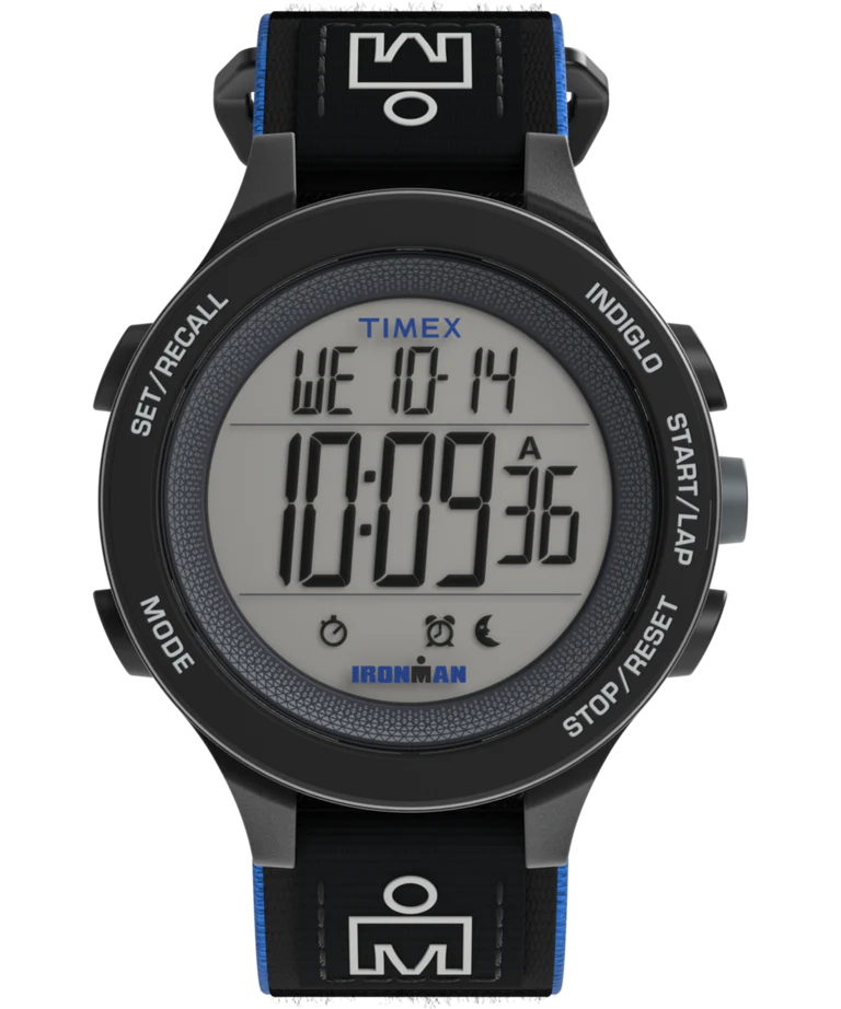 Montre Ironman, nylon velcro noir et bleu, plastique noir - TW5M64100GP - Timex