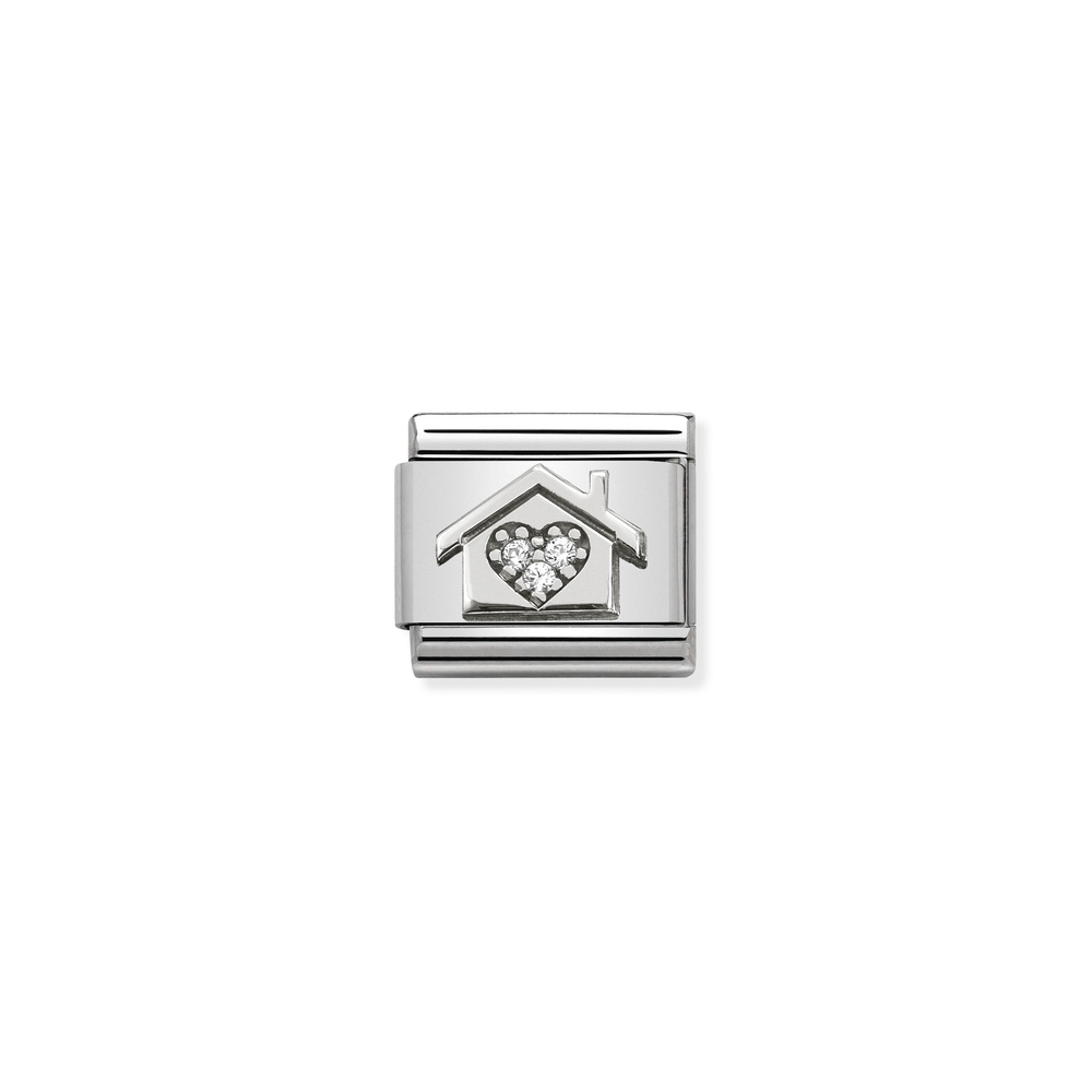 Maille classique maison, acier inoxydable, argent, zircons incolores - 33031111 - NOMINATION