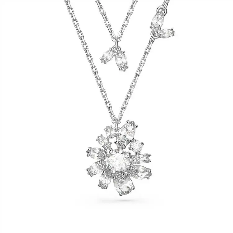 Collier double, métal rhodié, cristaux blancs - 5644658 - Swarovski