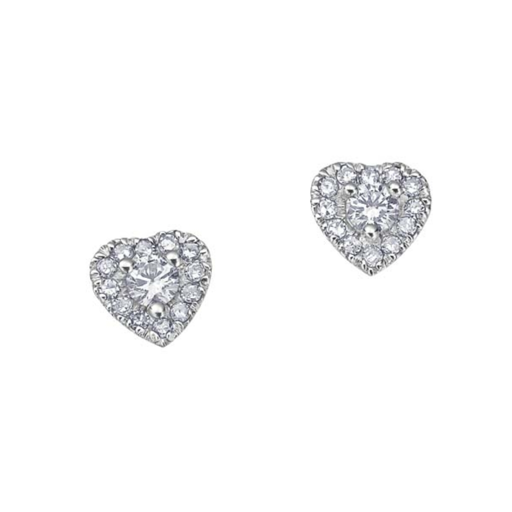 Boucles d’oreilles cœur en or blanc avec diamants - AM224 - Corona