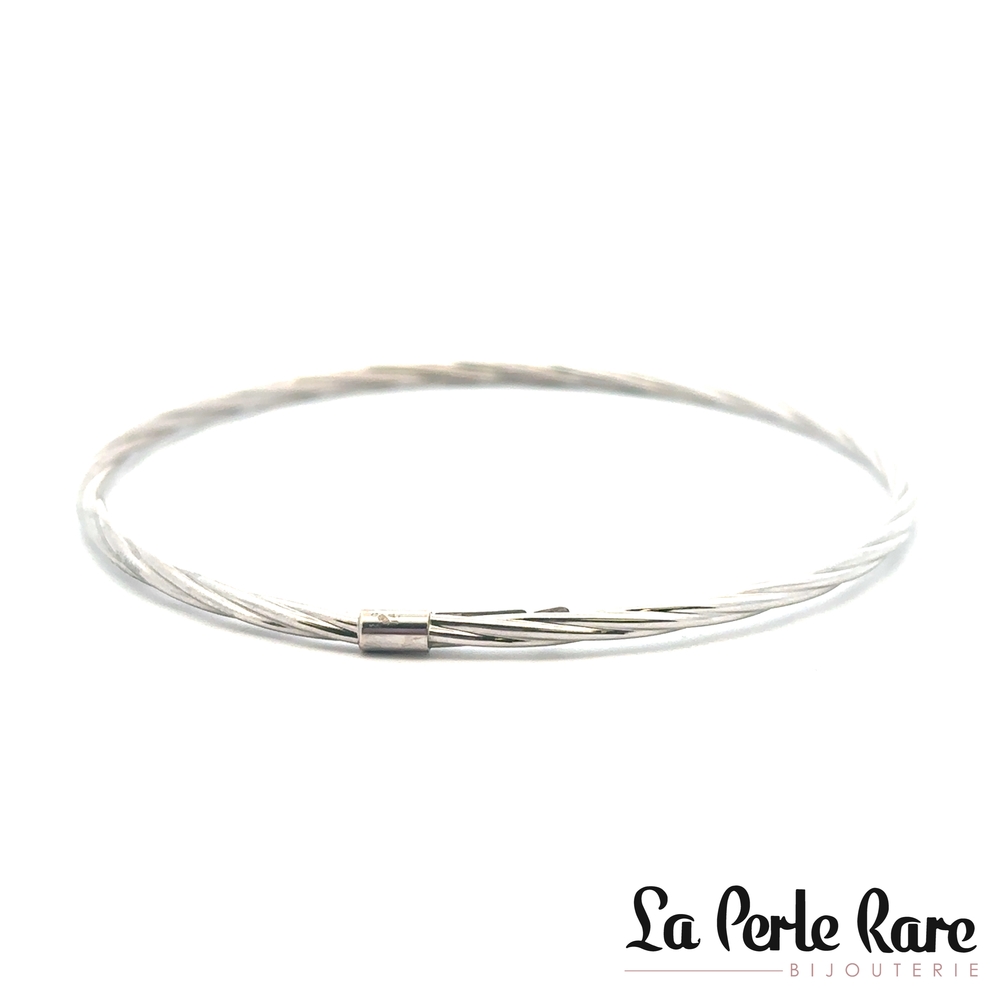 Bracelet rigide torsade, or blanc - 1712 - Exclusivités